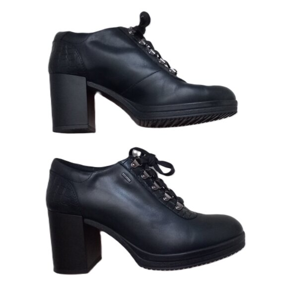 Geox Women's  Block Heel Boots Black Chunky Platform Size 9.5 - Picture 3 of 6